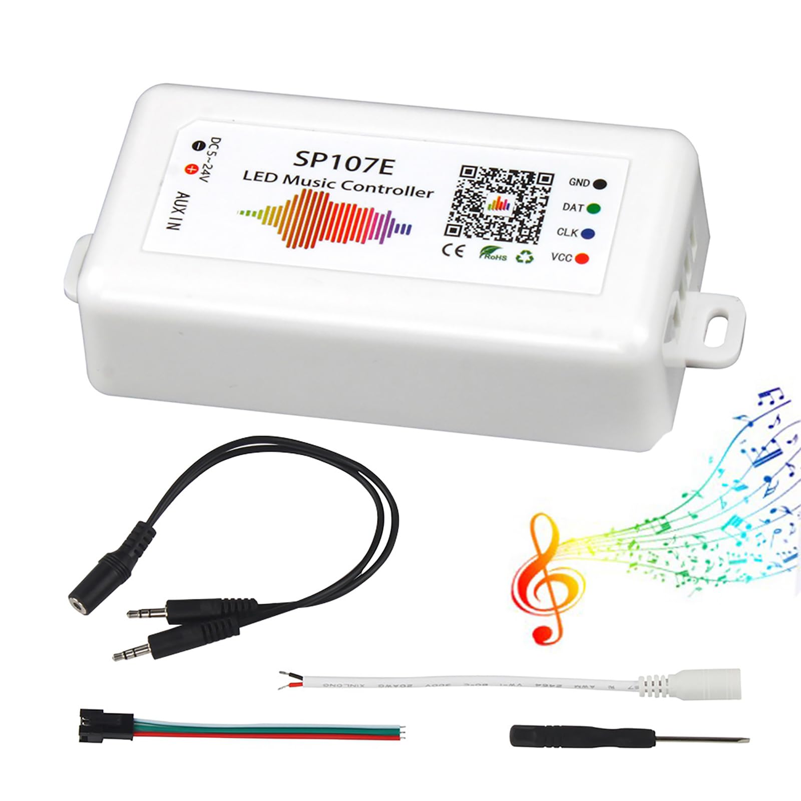 VIPMOON SP107E Bluetooth LED Music Controller, DC 5V-24V Full Color Controller, iOS/Andriod App Control, Compatible with WS2811 WS2812B WS2801 SK6812, Suitable for LED Strip or Matrix Panel