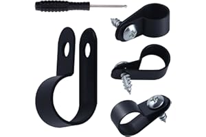 LEONTOOL 100 Pack 1/2 Inch Rope Light Clips with Screws, R-Type Cable Clip Wire Clamps Plastic Nylon Screw Mounting Cord Fast