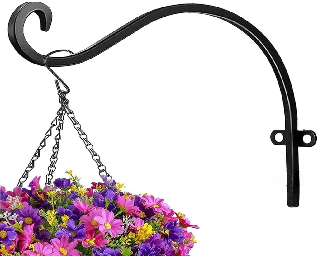 Garden Mile® 8" Hanging Basket Hook Garden Flower Basket Hanger Outdoor Bracket for Bird Feeders Garden Plant Hanger for Solar Lights & Wind Chimes Wall Mounted Bracket for Lanterns