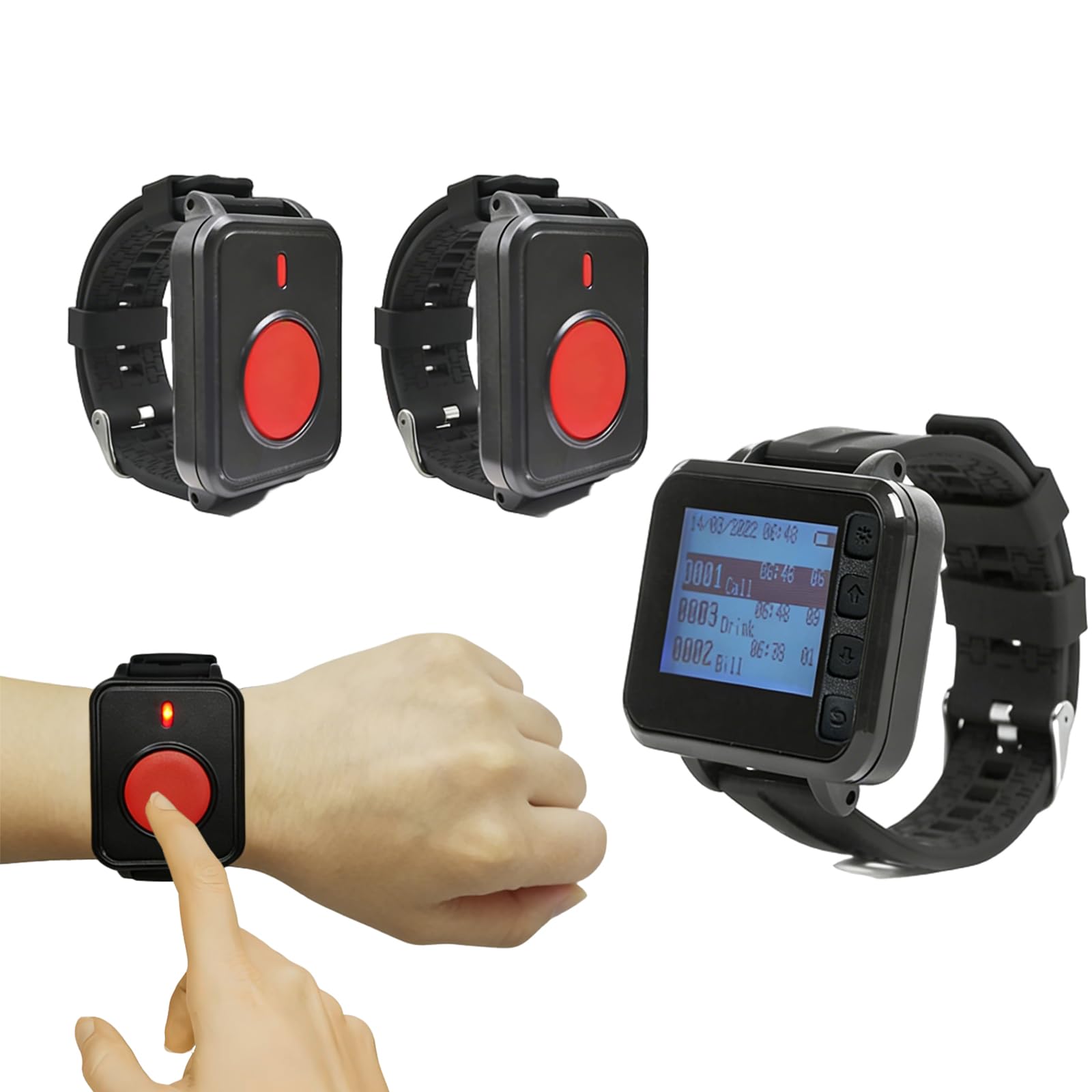 Photo 1 of CYSSJF Wireless Caregiver Call Button Watch for Elderly at Home | Waterproof Wrist Wear Alert Button for Seniors | Long Range Emergency Wrist Alarm with Loud Sound for Family Nurse