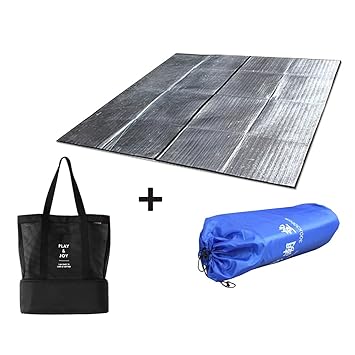 Vitalite 290cm x 290cm Aluminium Double Matte Alu-Isoliermatte mit Lunch Tasche Einkaufskorb Silber