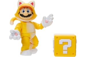 The Super Mario Bros. Movie 5 Inch Action Figures Series 2 Cat Mario Figure with Block