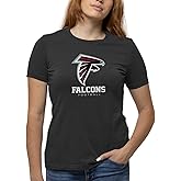 Team Fan Apparel Women's NFL Ultimate Fan Logo Short Sleeve T-Shirt - 100% Cotton - Officially Licensed - Tagless Tee (Atlanta Falcons - Black, Medium)