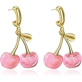 Yifnny Cherry Earrings for Women, Fruit Charm Earring 3D Cherry Dangle Earrings Pink Lovely Cherry Earring Red Funny Earrings Cute Cherry Jewelry Birthday Gifts for Women