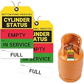 Cylinder Status Sign Tags - Empty in Service Full 3-Part Perforated Labels, with Pre-Attached Wires, 6" Lx3 W, 500 Pcs