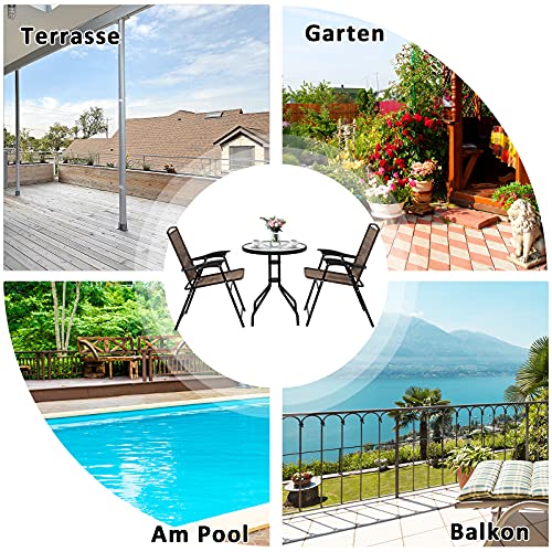 COSTWAY 3tlg. Bistroset Sitzgruppe mit 2 StühleBalkonset Gartenset Sitzgarnitur Gartengarnitur Gartenmöbel Bistrotisch… – Bild 5