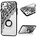 iPhone 7 Finger Ring Stand Case, iPhone 8 Case, YOKIRIN Retro 3D Relief Silicone Clear Hard PC Back Cover Soft TPU Edge Bumper with 360 Rotating Ring Grip Kickstand Holder Shockproof