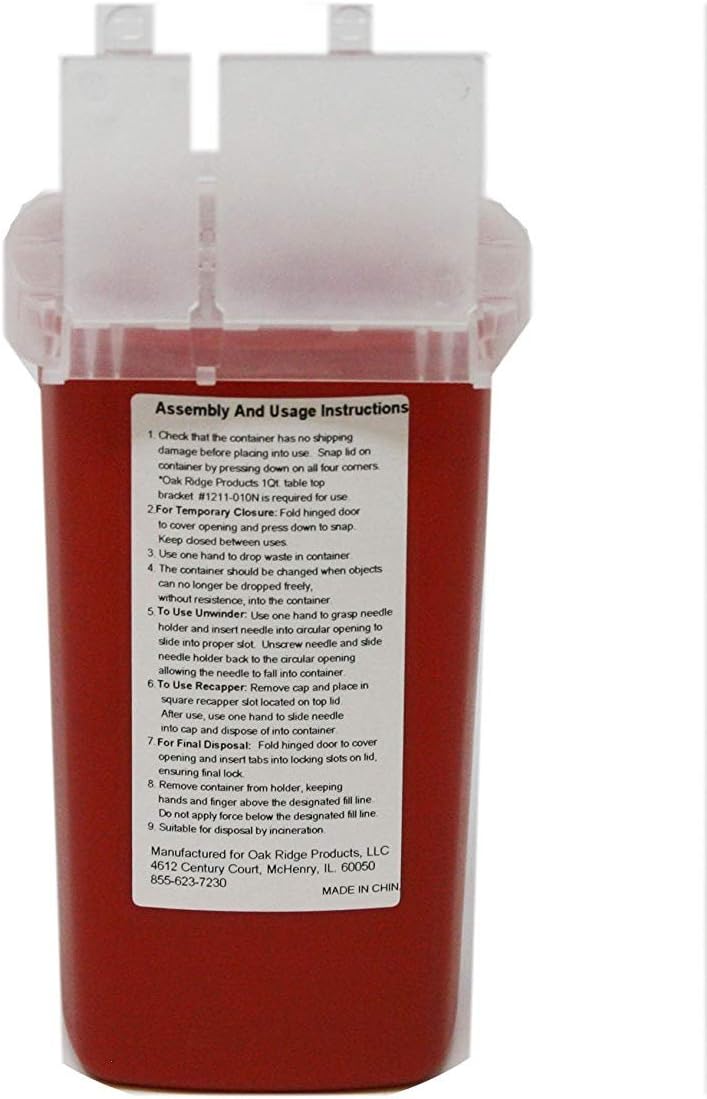 Oakridge Products 1 Quart size Sharps and Needle Container. Integrated needle unwinder: Home Improvement