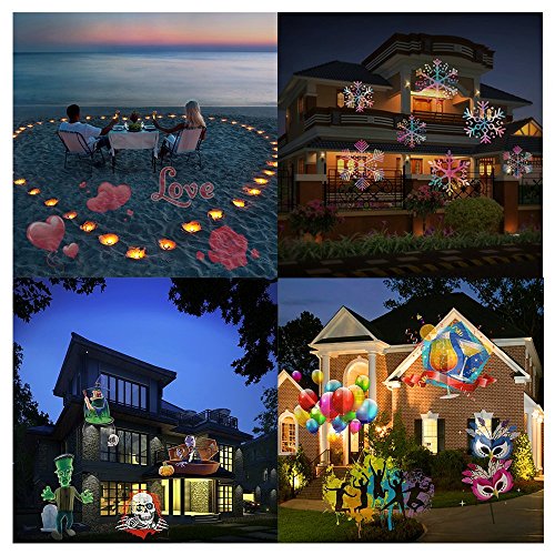 Christmas Lights Projector, Guaiboshi LED Landscape Lights Lamp with 16 Slide Show Pattern for Halloween Wedding Birthday Party Garden Decorations with Remote Control - Thumbnail 4