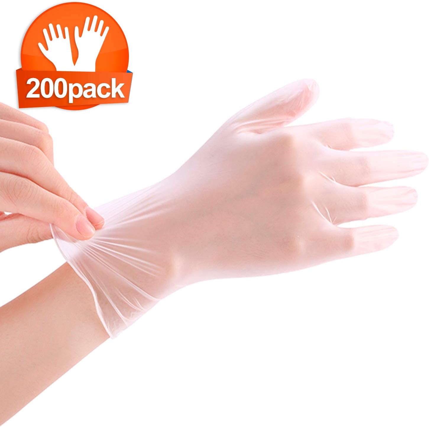 200pcs Disposable Rubber Gloves, Latex Free,Medical Exam Grade,Food Safe, Non Sterile, Ambidextrous Gloves(White XL)