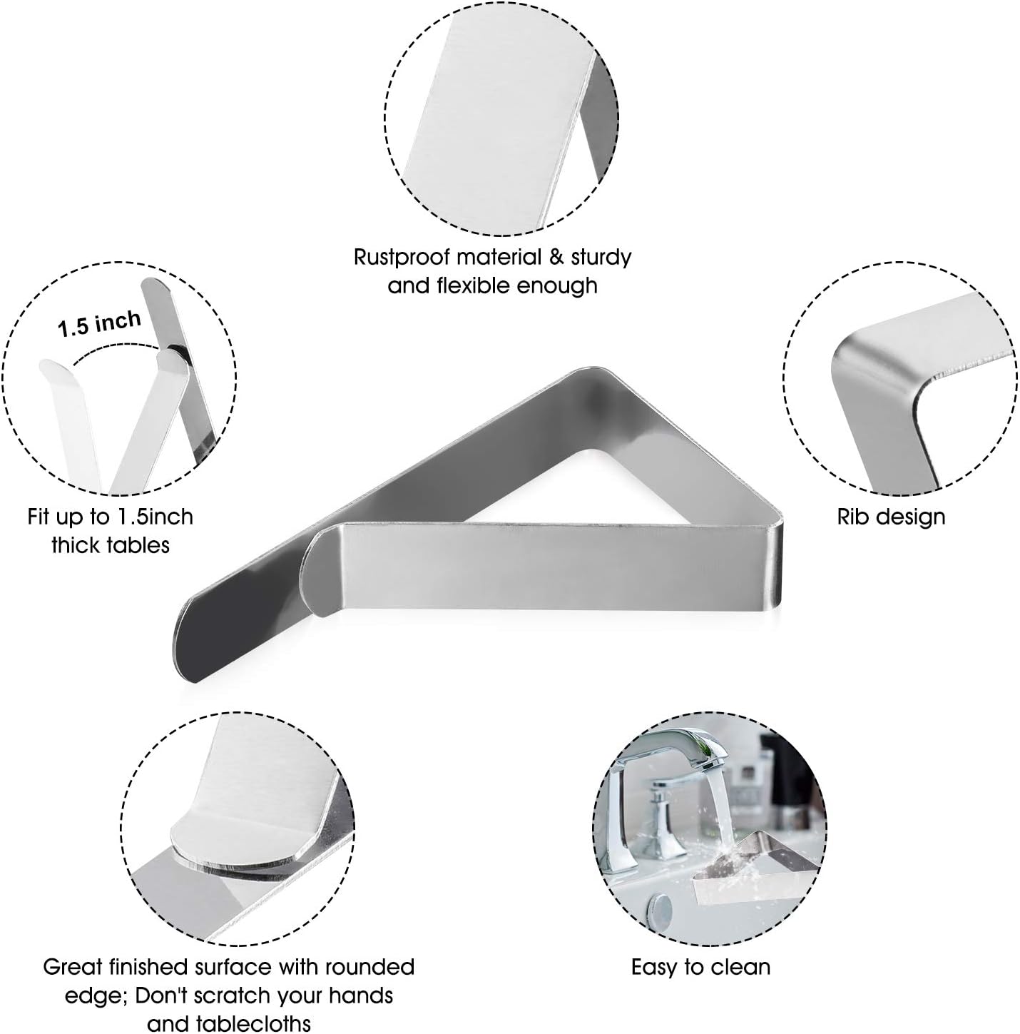 12Pack Tablecloth Clips, Picnic Table Clip, Outdoor Indoor Table Cover Clamps, Stainless Steel Table Cloth Holders for Party, Camping, Wedding: Home & Kitchen