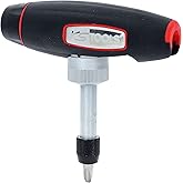KS Tools T-Handle Ratchet Bit Screwdriver, 1/4" Drive, Swiveling Design, 24 Teeth, 140mm, Ergonomic Handle