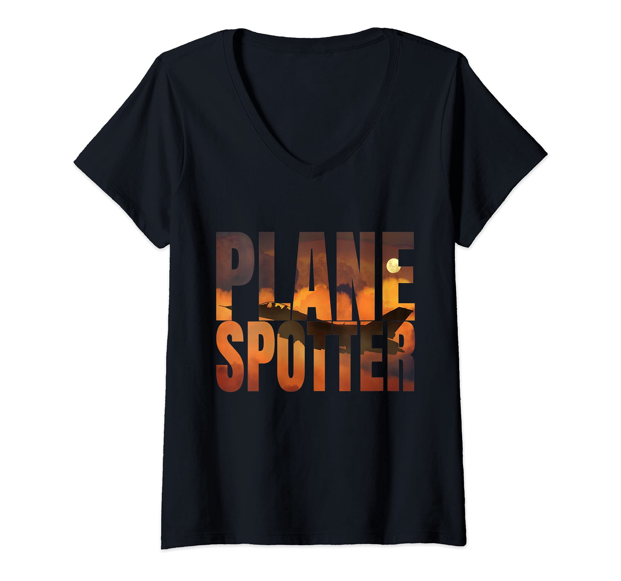 Womens Photo Real Plane Spotting Spotter for Planespotter V-Neck T-Shirt