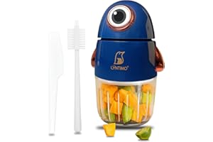 Lyntimo Baby Food Maker, 8 Blades Glass Baby Food Processor Set for Vegetables Fruits Meat, Baby Food Blender Puree Maker w/Spatula & Cleaning Brush, Baby Feeding Essentials (Dark Blue)