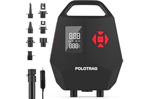 Polotrag Paddle Board Pump, Sup Pump Electric Portable with Auto-Off/Deflation, Dual Stage 12V DC Car Connector Air Pump for Inflatables, Kayak and Air Mattress