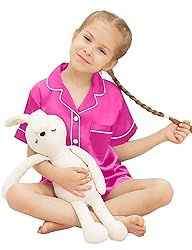 SWOMOG Kids Silk Satin Pajamas Set Girls Boys