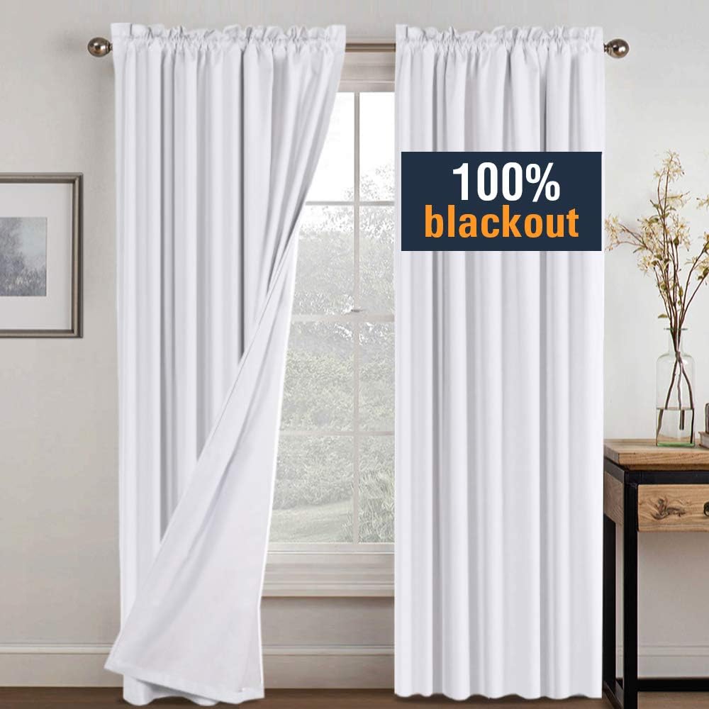 Amazon Com H Versailtex White Blackout Curtains For Bedroom Faux