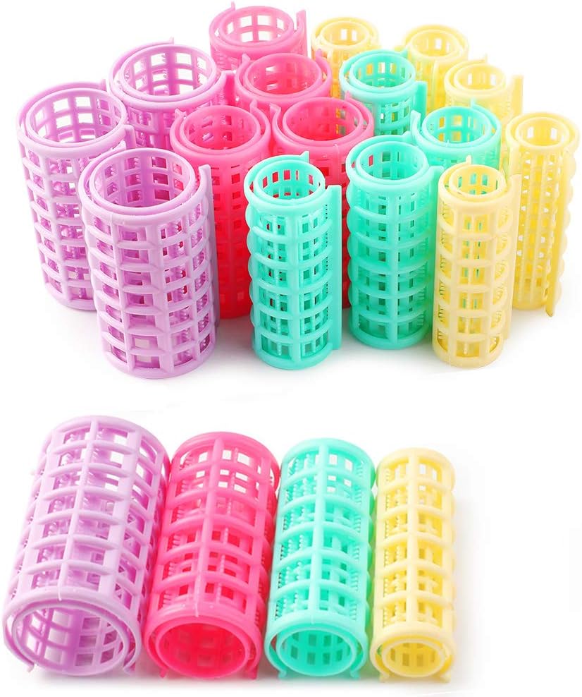 20 rodillos de pelo de plástico autoagarre rulos peine rizadores Clips