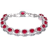 Hermosa Silver Oval Gemstone Tennis Bracelet | Silver Bracelets for Women | Size 7-8 Inch