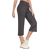 MoFiz Womens Yoga Capris Pants High Waist Lightweight Athletic Exercise Casual Wide Leg Yoga Pants with Pockets
