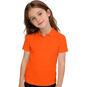 ZVYTBKI Girls Polo Uniform Shirt Summer Slim Fit Short Sleeve Comfy Collared Shirts for Girls Back to School Outfit