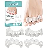 BLATOWN 2Pairs Toe Spacers Silicone Gel Toe Separators Correct Women Men Bunion Toes, Soft Toe Spreaders, Hammer Toes Corrector, Big Toe Straightener for Plantar Fasciitis, Foot Relief(Clear)