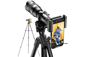 MIAO LAB High Power 60X HD Phone Telephoto Lens with 54" Extendable Tripod & Remote Shutter, Works with iPhone Samsung Pixel Android Any Smartphones