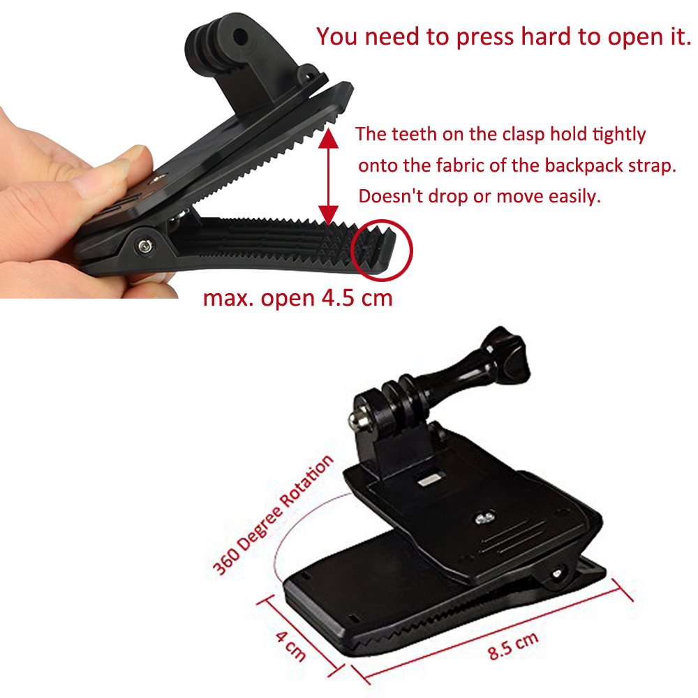 MyArmor Backpack Bag Strap Quick Release Clip Clamp Mount with Stainless Steel Safety Tether Keeper Lanyard 30cm for GoPro Hero 5/4/3/2/HD Action Camera