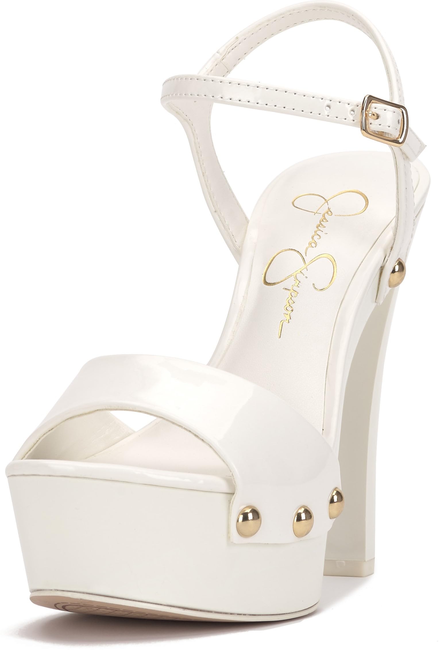 Jessica Simpson Calenta Studded Platform Sandal, Bright White, 9.5