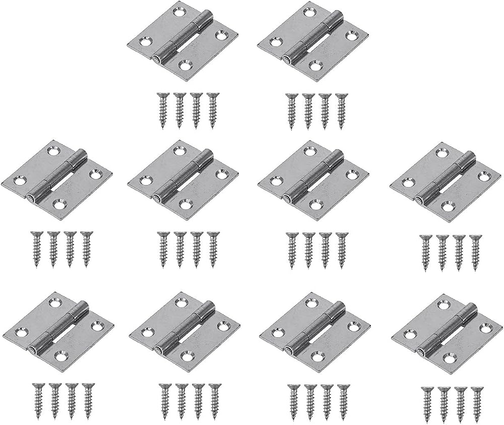 TERF 10Pcs Zinc Plated Stainless Steel Butt Hinges 25mm 1in Silver