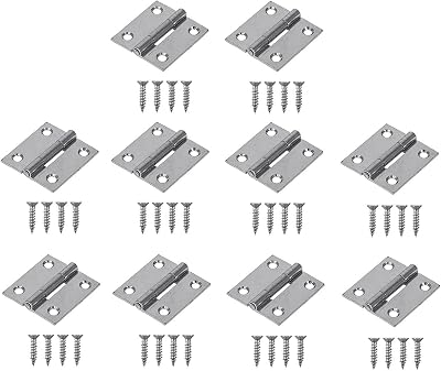 TERF 10Pcs Zinc Plated Stainless Steel Butt Hinges 25mm 1in Silver