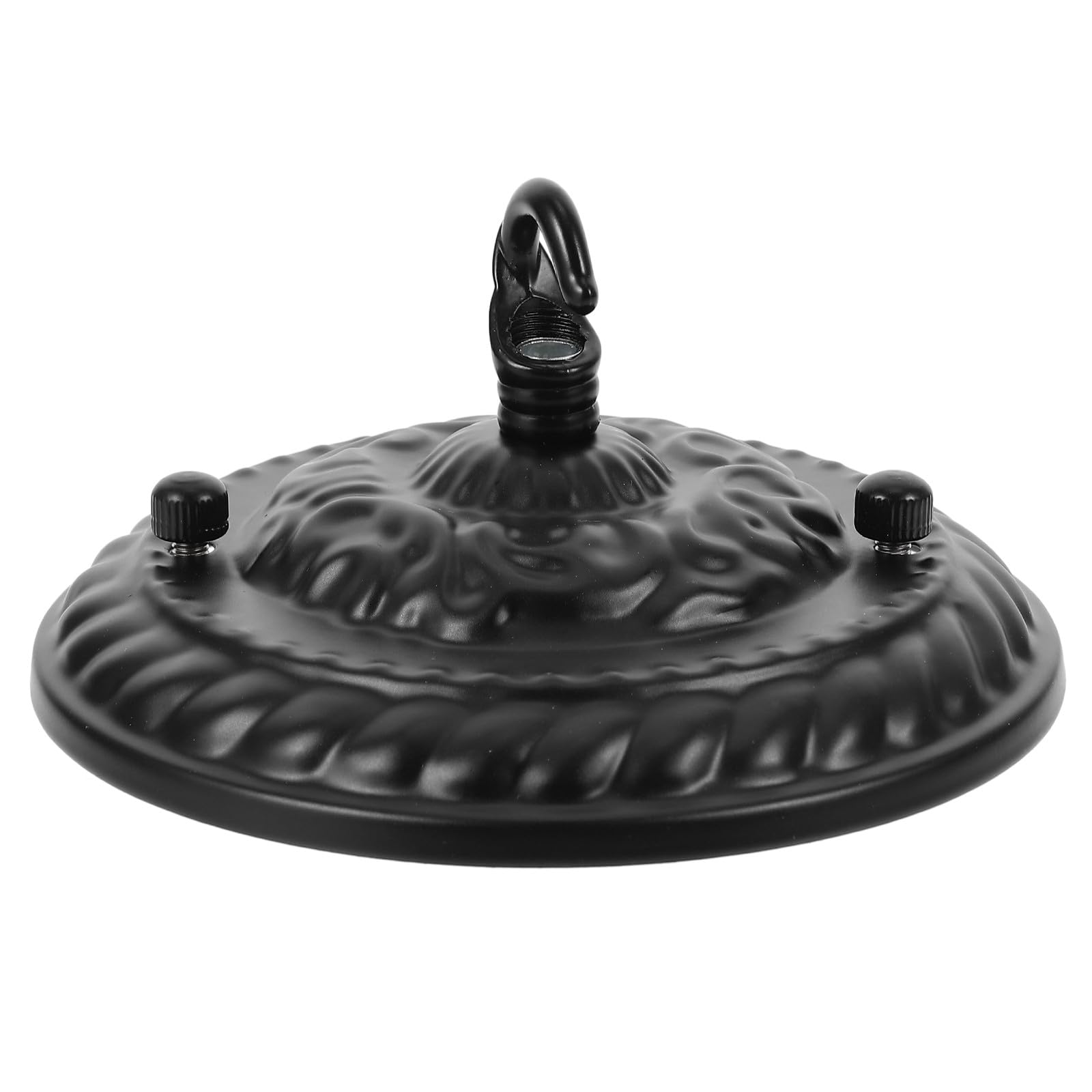 POPETPOP Ceiling Light Plate Lamp Base with Closed Hook and Vintage Rose Pattern Pendant Lighting Accessories with Matching Screw for Light Fitting 5. 6 Inch Black 1