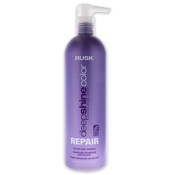 RUSK DEEPSHINE COLOR REPAIR SULFATE FREE SHAMPOO, REPAIRING AND RESTORING, PROTECTS COLOR, 25 FL.OZ.