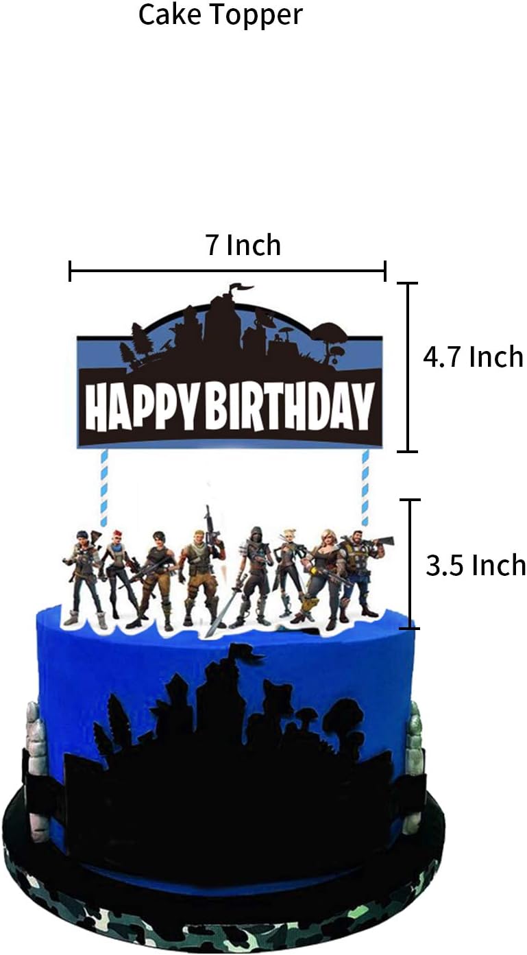 URBAN NIRVANA Party Supplies Set | Happy Birthday Cake Topper Foil & Latex Balloons | Video Game Theme Decorations Supply Kit for Adults, Teens, Boys, Girls and Kids: Health & Personal Care