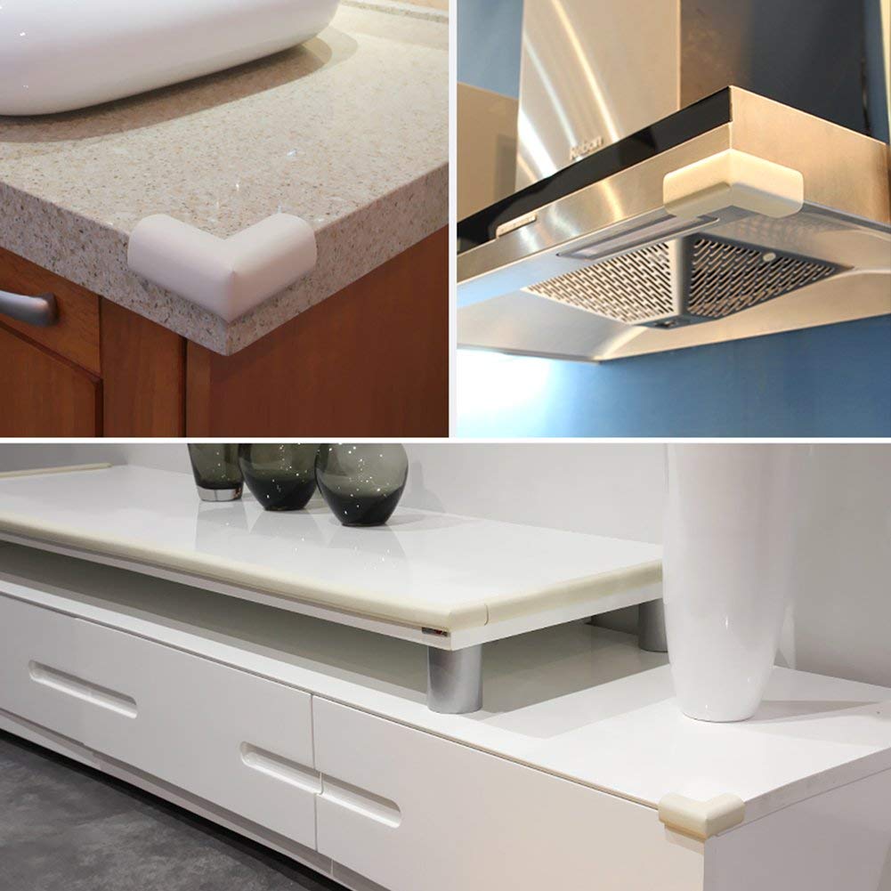 Extra Thick Premium High Density Furniture Table/Wall Edge Protectors Foam Baby Safety Bumper Guard - Includes 4 CORNER Cushions PLUS 2 METERS (6.5 Ft) of Edge Guard - Excellent item for