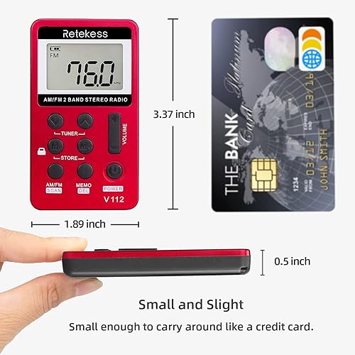 Retekess V112 AM FM Portable Pocket Radio, FM Receiver, Digital