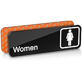 ADASigns Women's Restroom Sign - 9" x 3" Durable Black Acrylic with Adhesive Easy Installation Tape - Stylish and Professional Signage for Businesses - Weatherproof Indoor & outdoor Door Signs