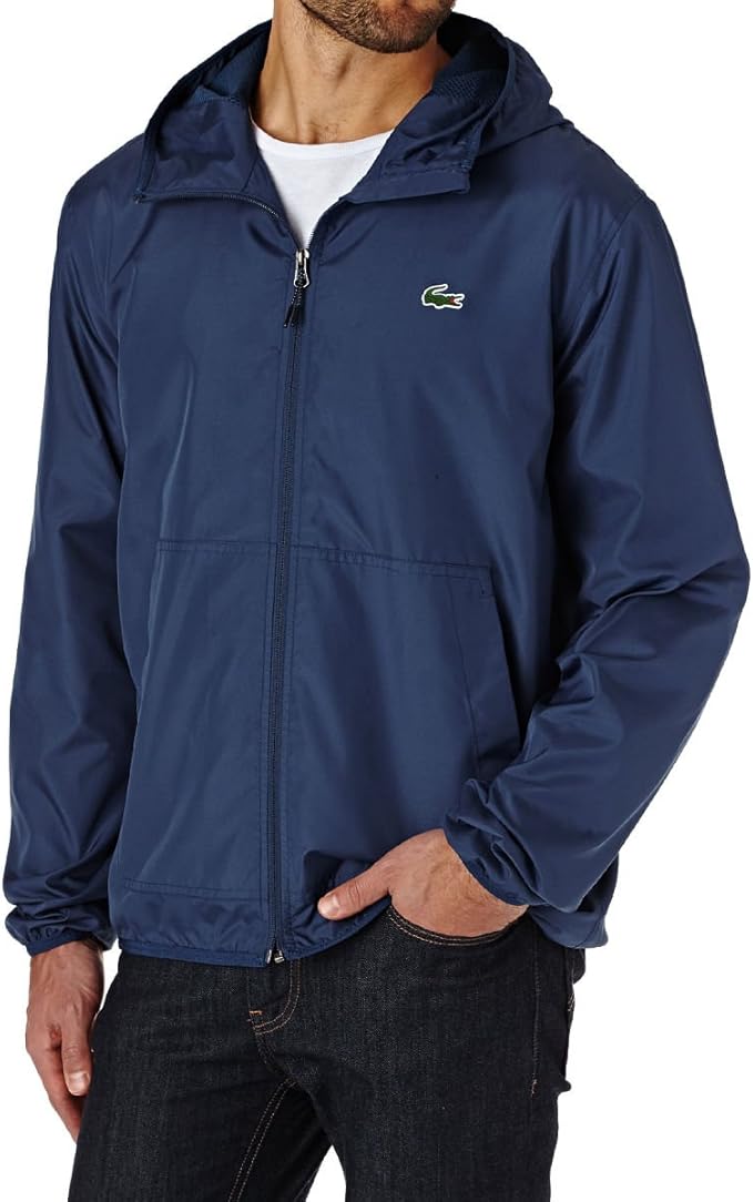 Lacoste bh5431 Lightweight Hooded Jacket Z19 Blue 56 Blue Amazon.co.uk