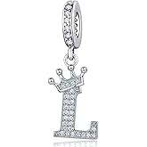 Silver Letter Charm Fit for Pandora Charms Bracelet Alphabet Initial Crown Charms Beads Jewelry Gifts for Women
