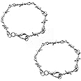 Gothic Punk Barbed Wire Thorns Chunky Brambles Link Chain Bracelet Set Couple Friendship Hip Hop Rock Cool Adjustable Bangle Jewelry for Women Men