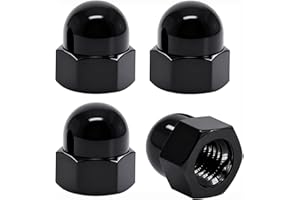 SINGWAYS Black License Plate Retainer Nuts/Screws Compatible with Volvo XC90/ S60/ S40/ S90/ V60/ V90 (Screws onto Existing Stud) -Tall Dome Stainless Steel 18-8 (304) License Plate Screw Caps - 4 PCS