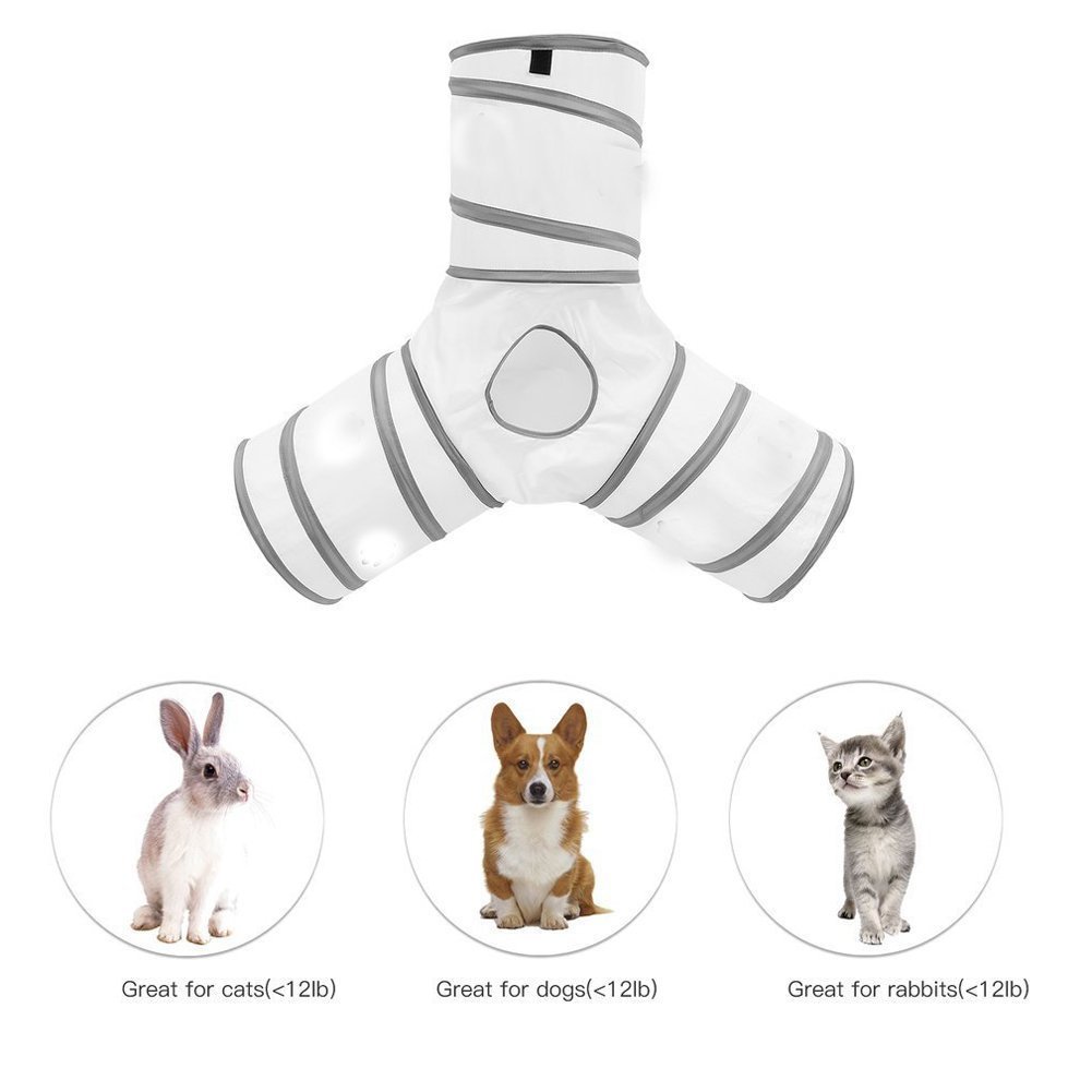 MFEI Cat Play Tunnel, Pet Tunnel 3 Way Crinkle Collapsible Tube Toy Tunnel for Cats Rabbits, Dogs, pets Father\'s Day Gift for His Pet