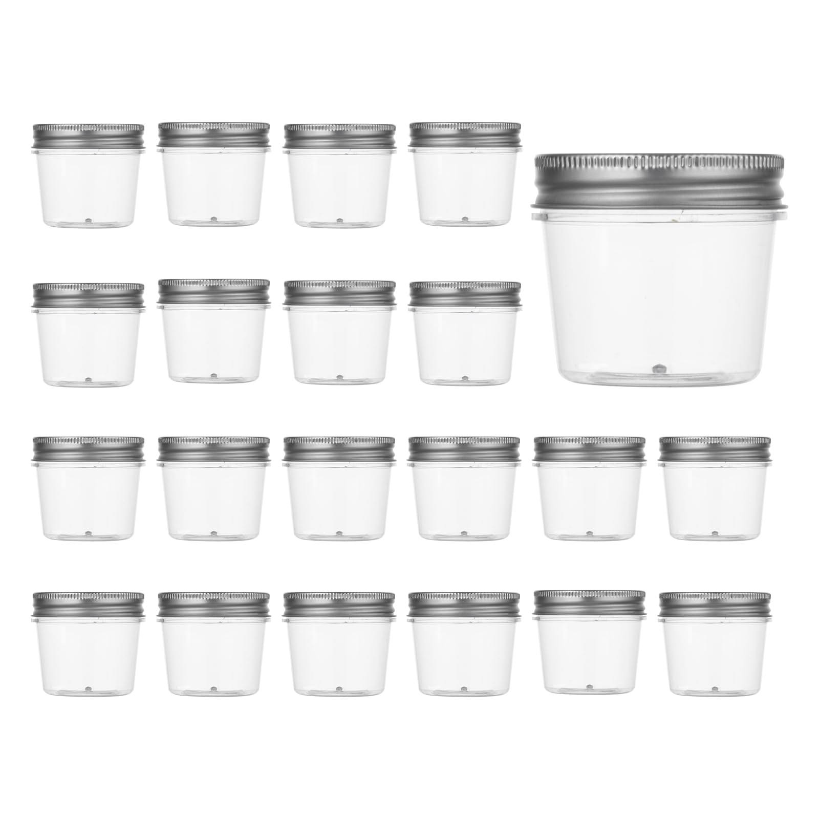 Novelinks 4 Ounce Clear Plastic Jars Containers with Screw On Lids - Refillable Round Empty Plastic Slime Storage Containers for Cosmetics, Kitchen & Household Storage - BPA Free (20 Pack)