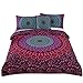 Sleepwish 4pcs Red Green Bohemian Duvet Cover Set Twin Size for Kids Teens Mandala Bedding Set Soft Romantic Boho Chic