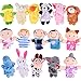 ThinkMax 16 Pack Soft Plush Finger Puppets Set - MANSA 10 Animals + 6 People Family Members Velvet Cute Toys for Children, Story Time, Shows, Playtime, Schools (16pcs)