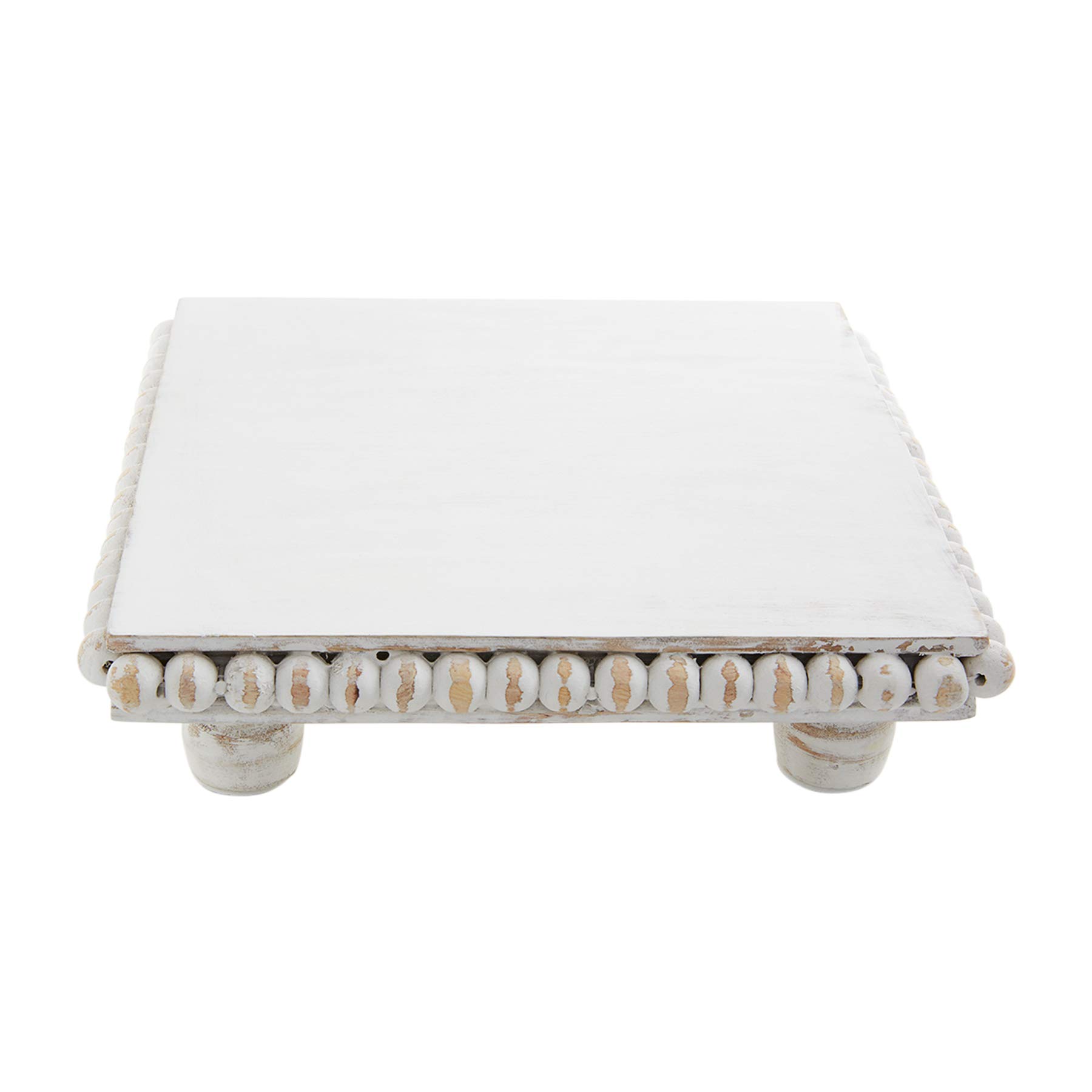 Mud Pie 40000023 White Wood Beaded Trivet, Mango