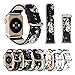 YOSWAN Bracelet for Apple Watch, National Black White Floral Printed Leather Watch Band 38mm 42mm Strap for Apple Watch Flower Design Wrist Watch Bracelet (Black+White Flower, 42mm)