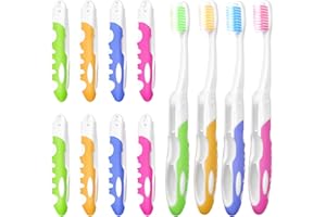 EasyHonor Travel Toothbrush Bulk, Folding Toothbrush with Toothbrush Box,Soft Potable Travel Size Toothbrush, Individually Wrapped Toothbrush for Travel Camping School Home Supplies.(12 Pcs)