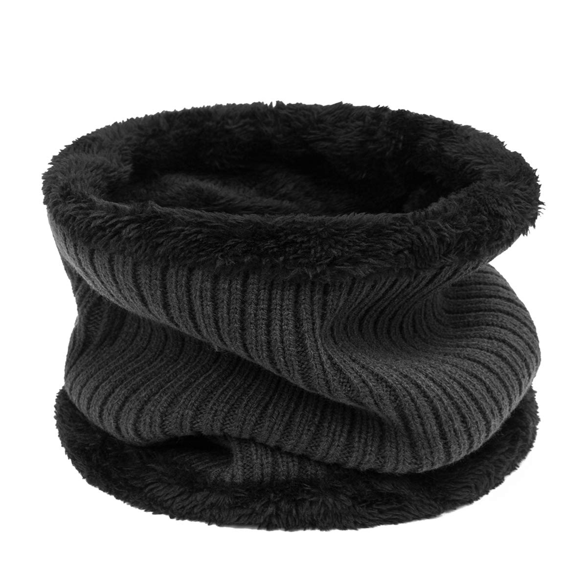 Infinity Scarf Flowomen Winter Double-Layer Soft Fleece Lined Thick Knit Neck Warmer Circle Scarves for Women Men (Grey 1)