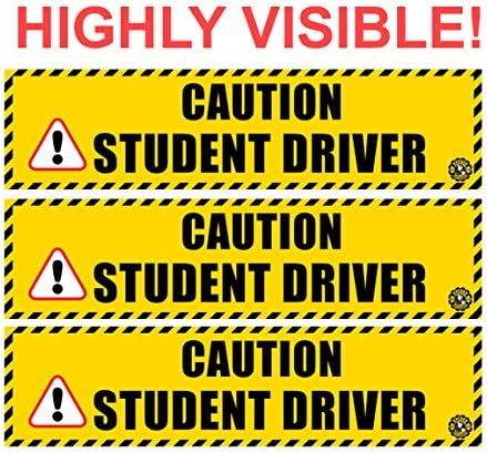 Student Driver Magnet, Safety Vehicle Magnet - CAUTION (VALUE 3 PACK)